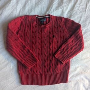 Polo by Ralph Lauren Men's Red Cable Knit Sweater